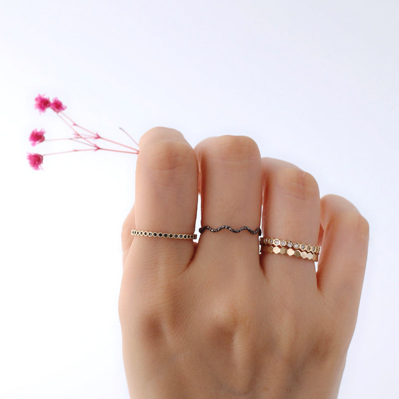 Slim Faceted Stacking Rings Made in Sterling Silver