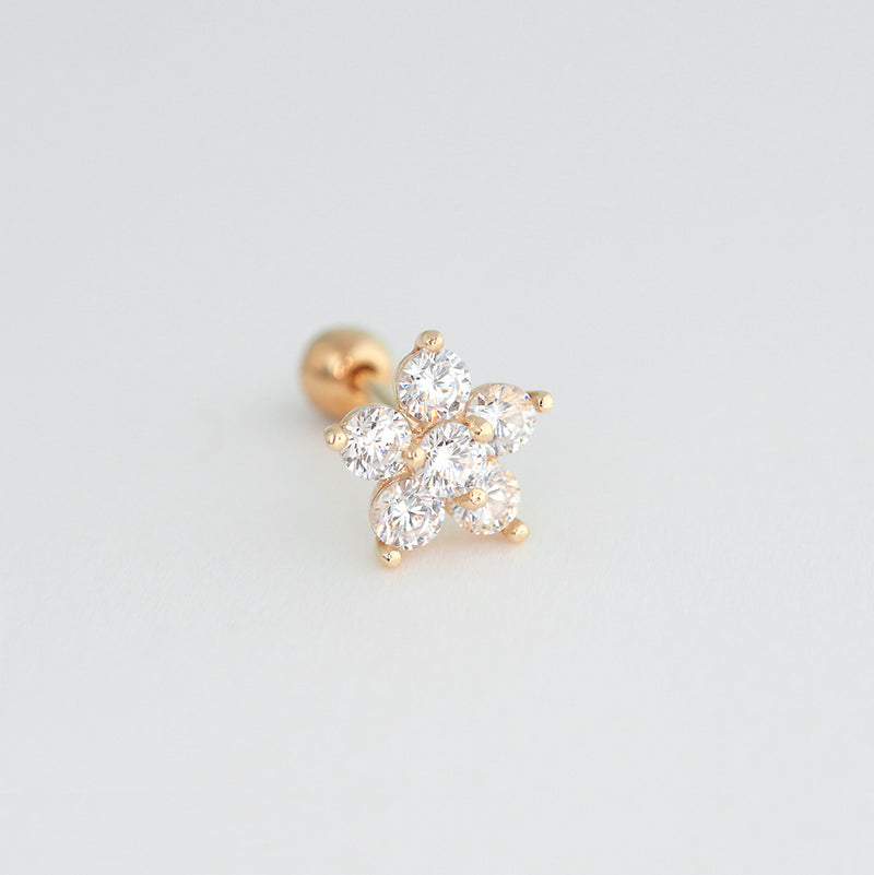 Dazzle Flower Ear Piercing 14K Gold | Musemond
