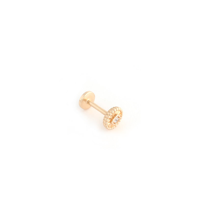 Disc Labret Tragus Piercing 14K Gold | Musemond