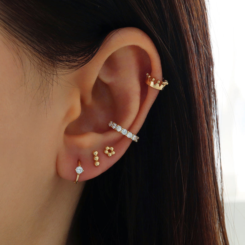 Dot Flower Stud Earring- 14K Gold