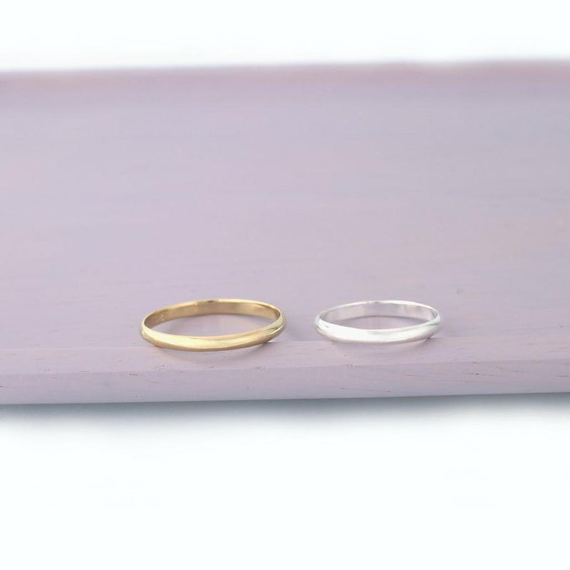 simple 2mm band rings made from sterling silver