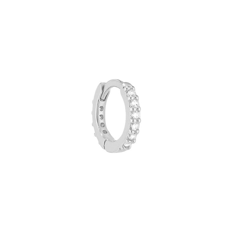 Eternity Pave Huggie Hoop- Sterling Silver