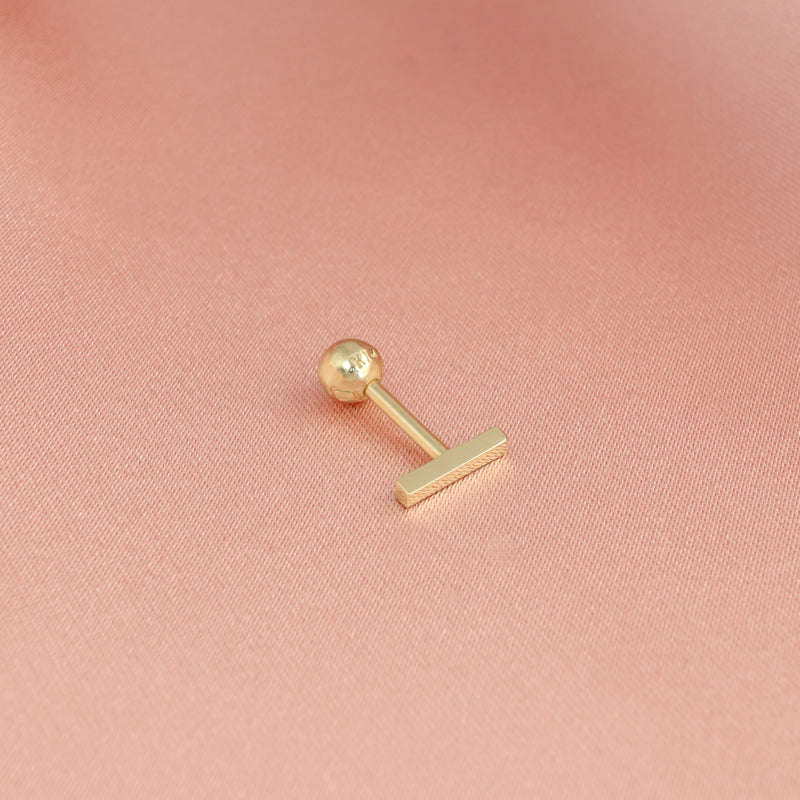 Small Bar Cartilage Piercing- 14K Gold