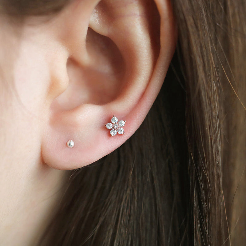 CZ Flower Cartilage Stud Earring