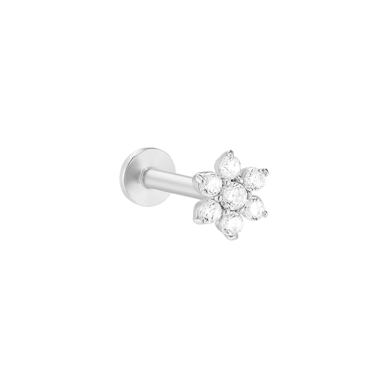 Mini Dazzle Flower Labret Piercing- 14K Gold