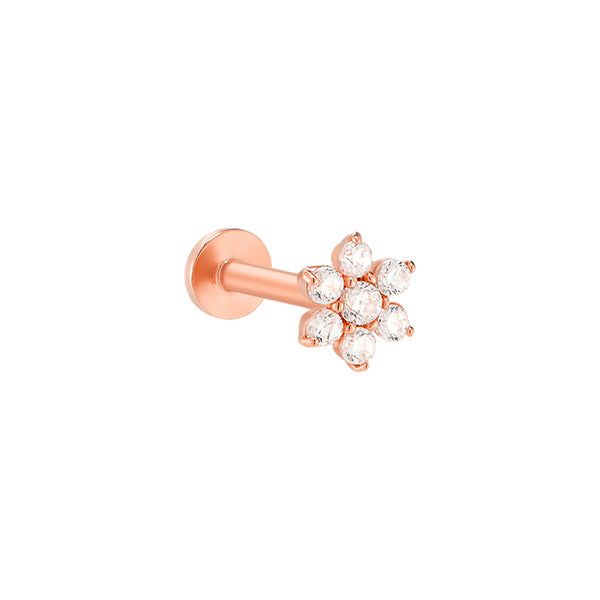 Mini Dazzle Flower Labret Piercing- 14K Gold