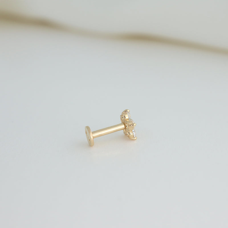 Tiny Flower Stud Flat Back Earring- 14K Gold