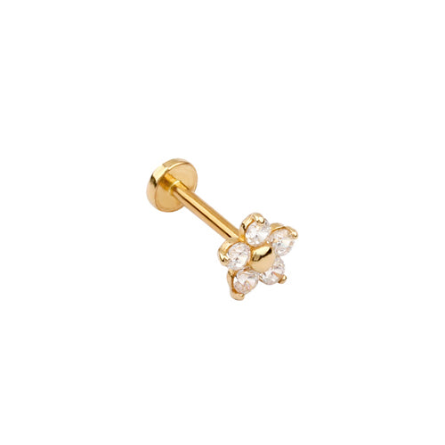 Tiny Flower Labret Piercing- 14K Gold
