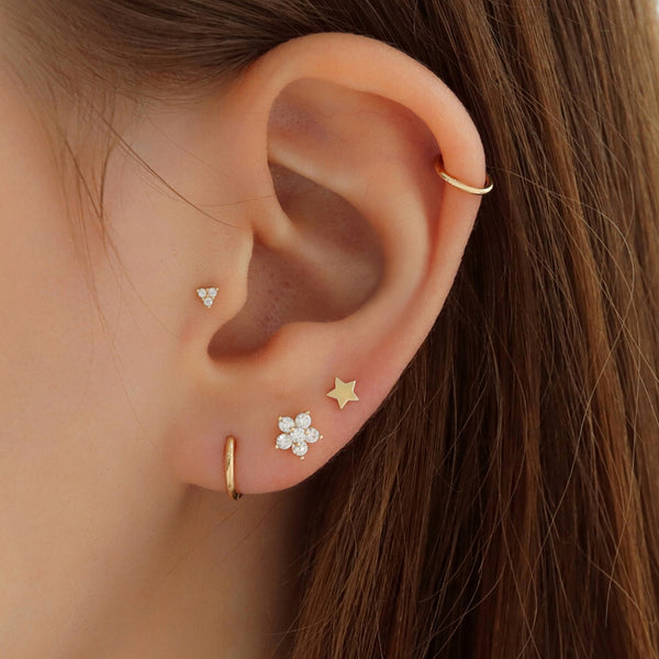 Micro Pave Triangle Labret Piercing- 14K Gold
