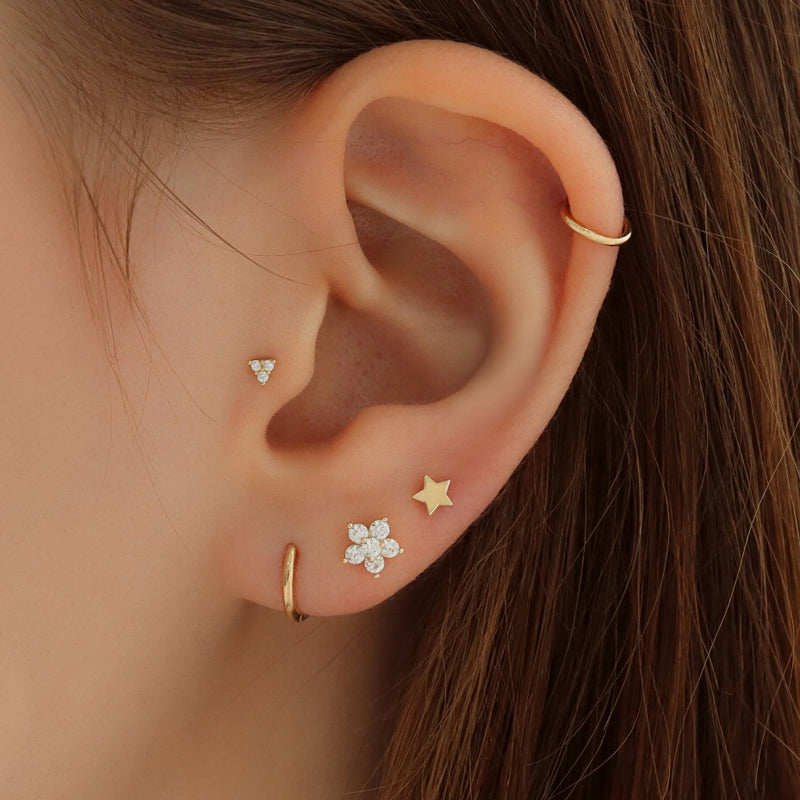 Dazzle Flower Stud Earring 14K Gold