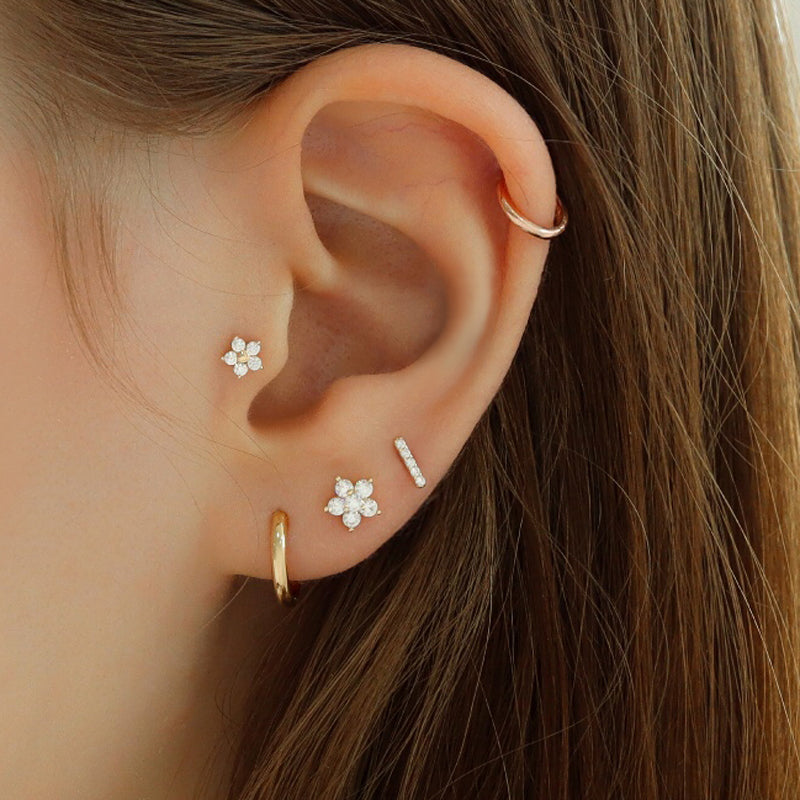 Dazzle Flower Ear Piercing- 14K Gold