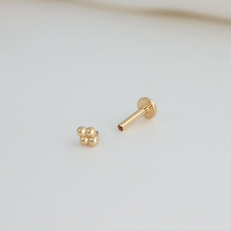 Quad Bead Labret Piercing- 14K Gold