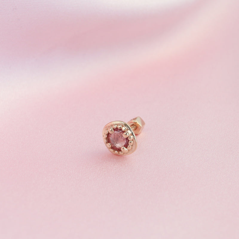 Polygon Gemstone Cartilage Earring- 14K Gold