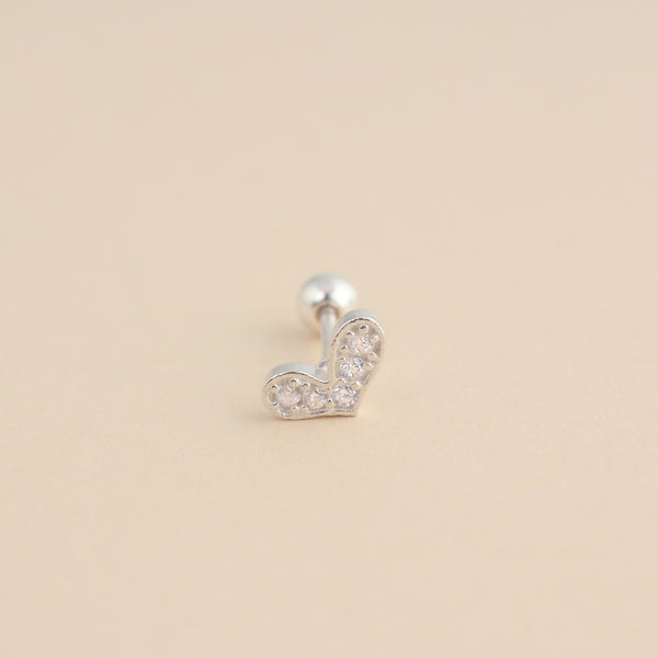 Pave Heart Stud Piercing- Sterling Silver