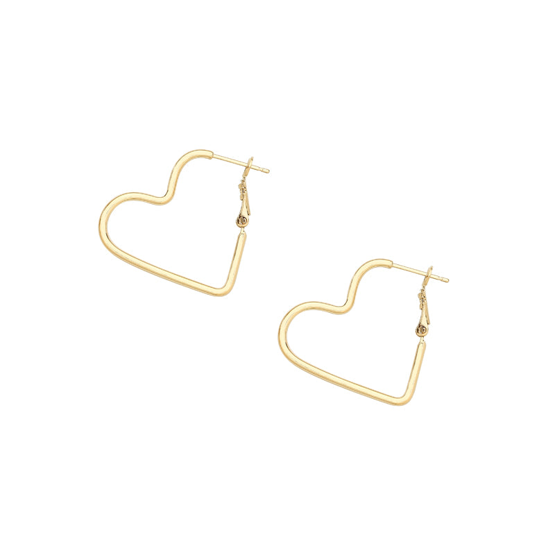 heart hoop earrings in gold