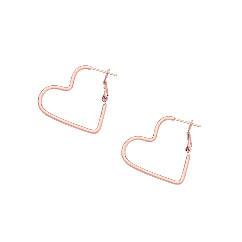 heart hoop earrings in rose gold