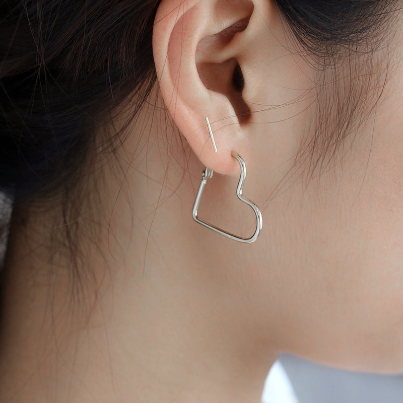 Sterlng Slver Heart Hoop Earrngs Sterlng Slver Heart Hoop Earrngs