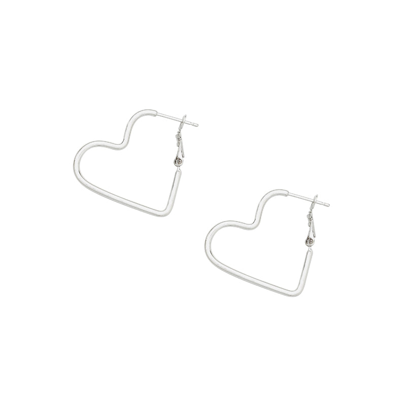 heart hoop earrings in silver