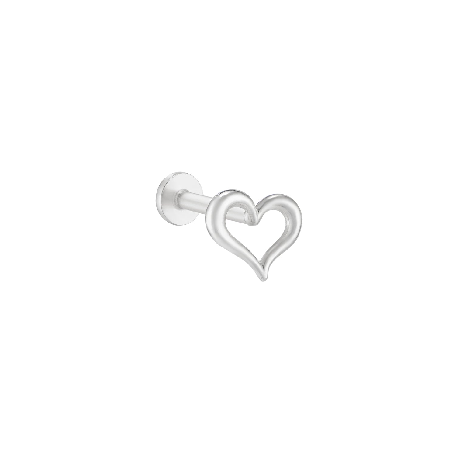 Heart Outline Stud Flat Back Earring 14K Gold Musemond