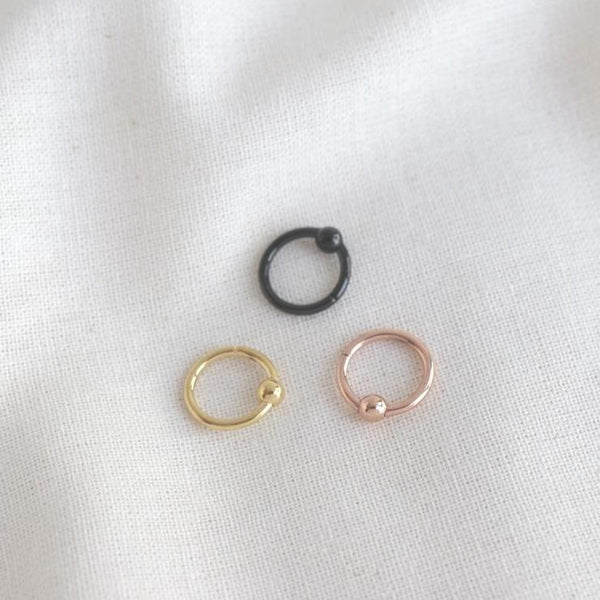 hinged captive bead ring in gold,rose gold and black