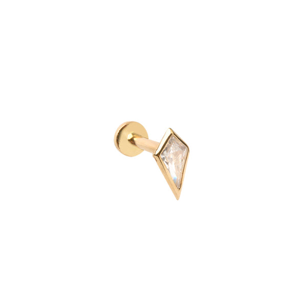 Kite Stud Flat Back Piercing Earring- 14K Gold