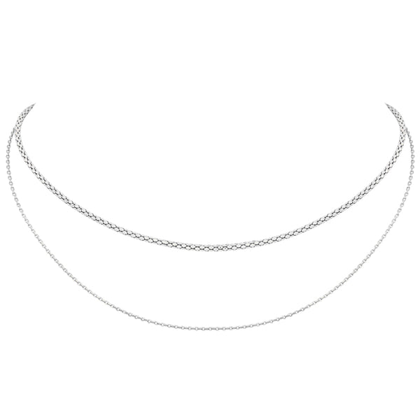 Layered Double Chain Choker- Sterling Silver