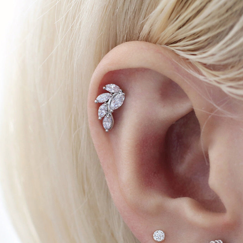 Crystal Leaf Stud Earring