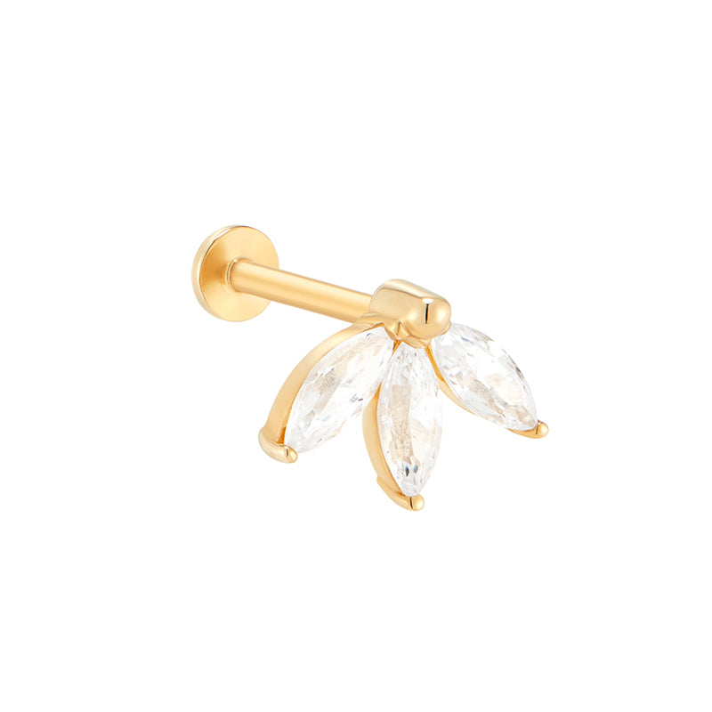 Marquise Lotus Cartilage Labret Piercing- 14K Gold