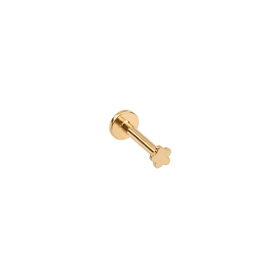 Micro Clover Stud Labret Piercing- 14K Gold