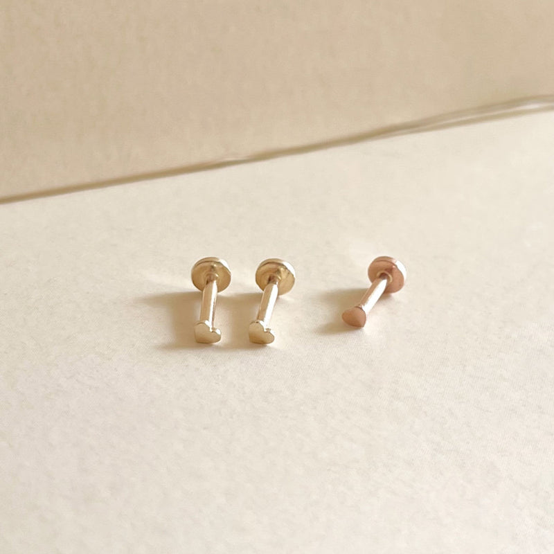Micro Heart Stud Labret Piercing 14K Gold | Musemond