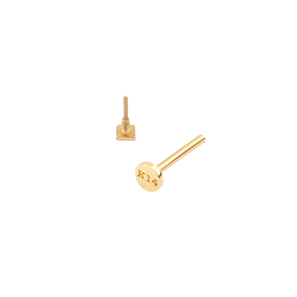 Micro Square Stud Labret Piercing- 14K Gold