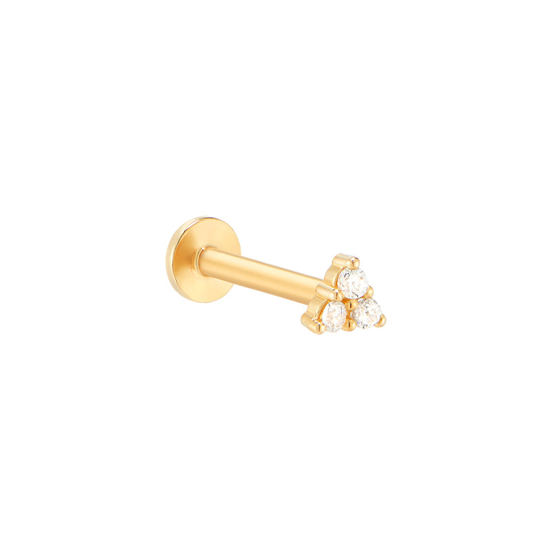 Micro Pave Triangle Labret Piercing 14K Gold | Musemond
