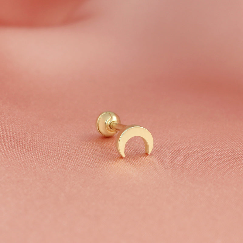 Mini Moon Cartilage Piercing- 14K Gold