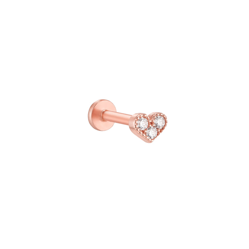 Mini Pave Heart Labret Piercing- 14K Gold
