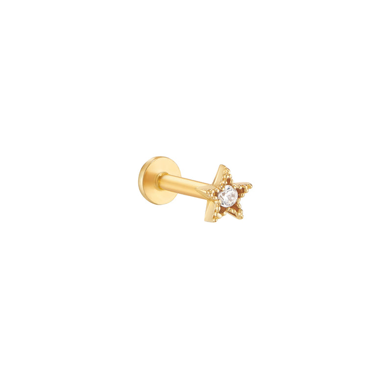 Mini Star Threaded Stud Earring- 14K Gold