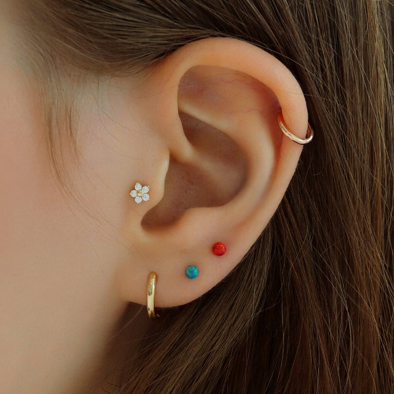 opal stud earrings in 14k gold
