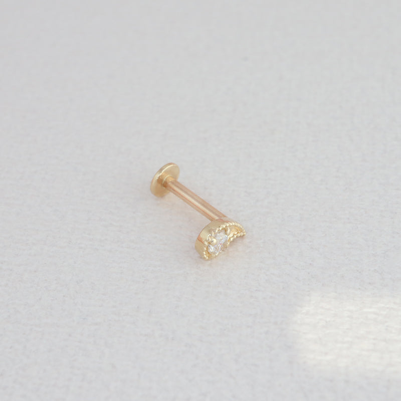 Paisley Threaded Flat Back Earring- 14K Gold