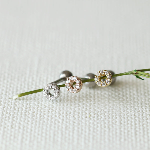 Pave Circle Cartilage Earring
