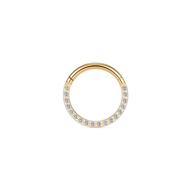 pave clicker hinged segment ring in gold