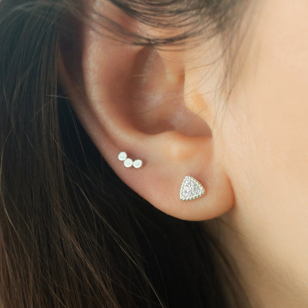 Pave Triangle Stud Piercing- Sterling Silver