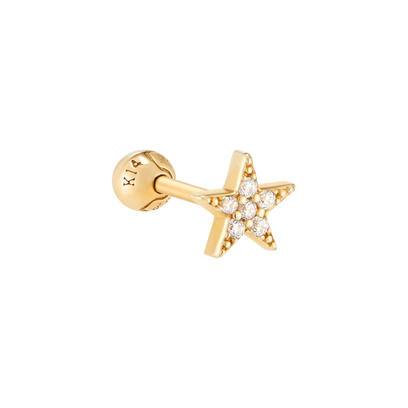 Pave Star Cartilage Piercing- 14K Gold