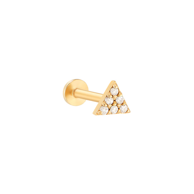 Pave Triangle Labret Piercing 14K Gold | Musemond
