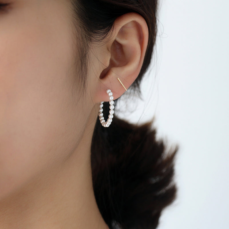 Pearl Hoop Earrings- Sterling Silver