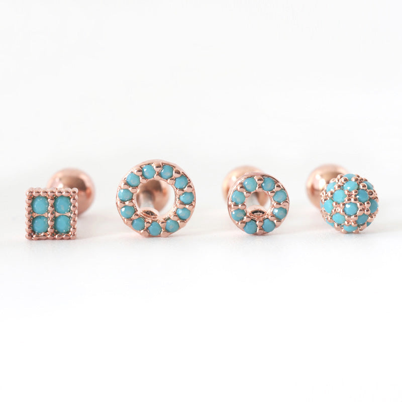 Rose Gold Turquoise Cartilage Earring