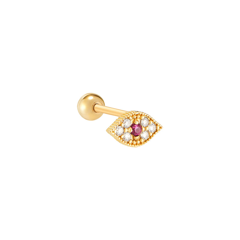 Ruby Evil Eye Ear Piercing 14K Gold | Musemond