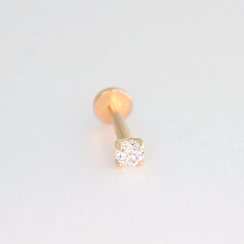 Solitaire Stud Flat Back Earring- 14K Gold