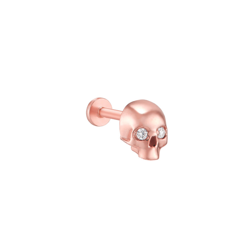 Skull Threaded Stud Labret Piercing- 14K Gold