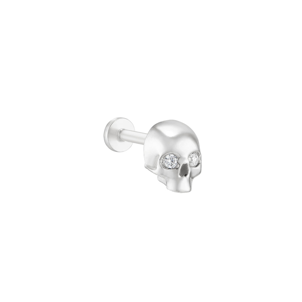 Skull Threaded Stud Labret Piercing 14K Gold | Musemond