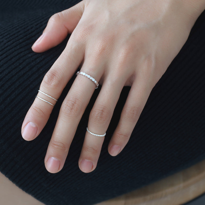 Thin Dots Ring- Sterling Silver