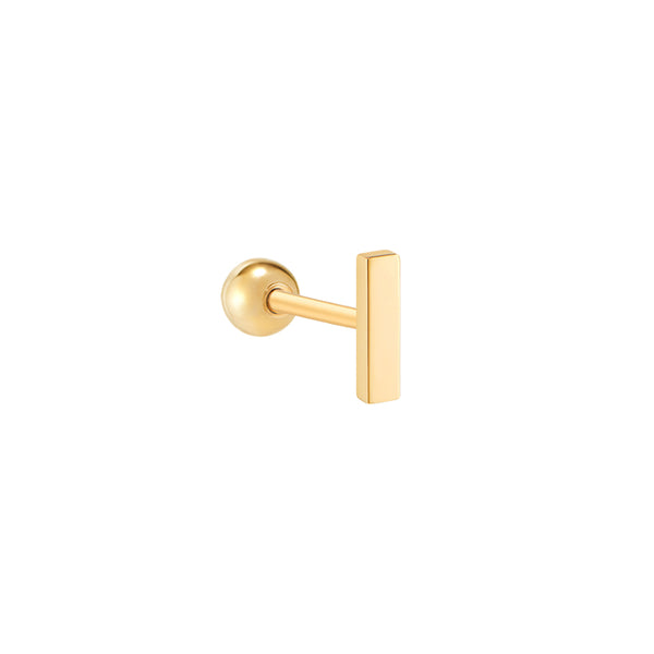 Small Bar Stud Ear Piercing- 14K Gold